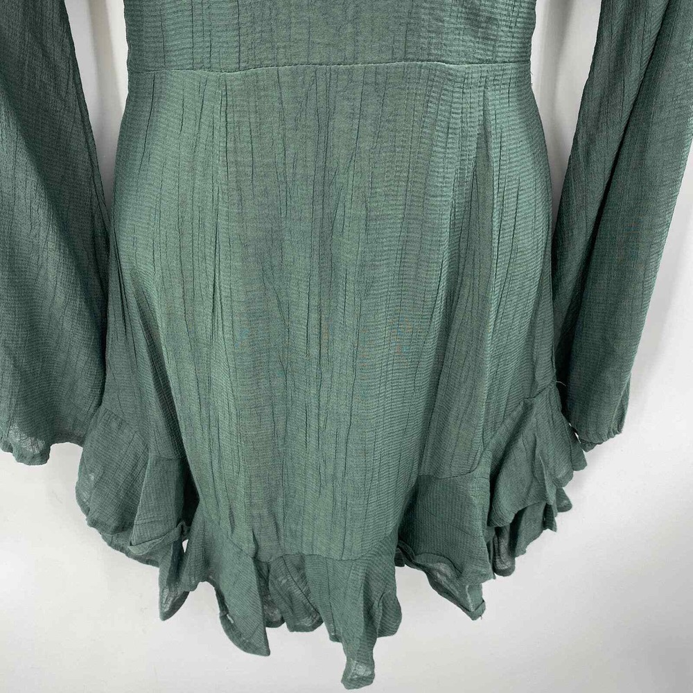 Angel Biba Forest Fairy Mini Dress Womens XS Emerald Green Polyester Tie Waist - Picture 3 of 11
